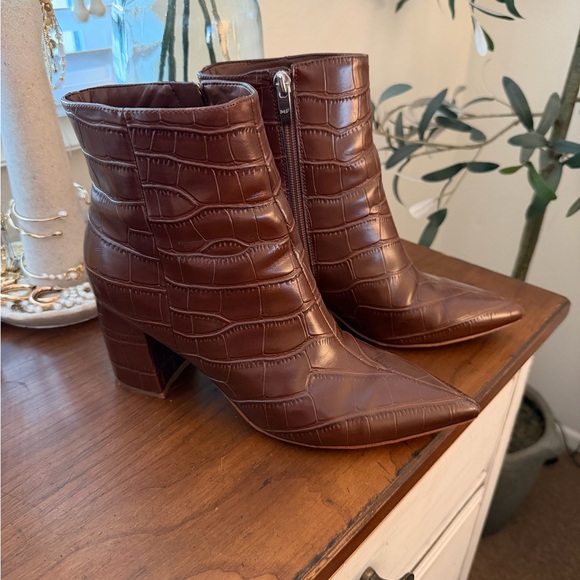 Marc Fisher Shoes - Marc Fisher Cognac Croc Booties